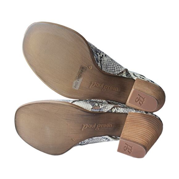 PAUL GREEN Cayanne Peep Toe Sandal Bootie Block Heel 8.5 Gray Snake Leather - Picture 8 of 10